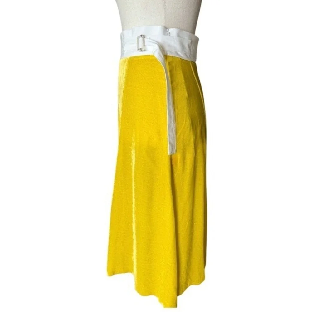 M Missoni Womens Yellow Ruffle Hem Belted Midi Skirt IT 40 US‎ 4 ND3RA2952J6